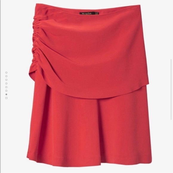 Massimo Dutti coral flare scrunch skirt NWT - Picture 3 of 5